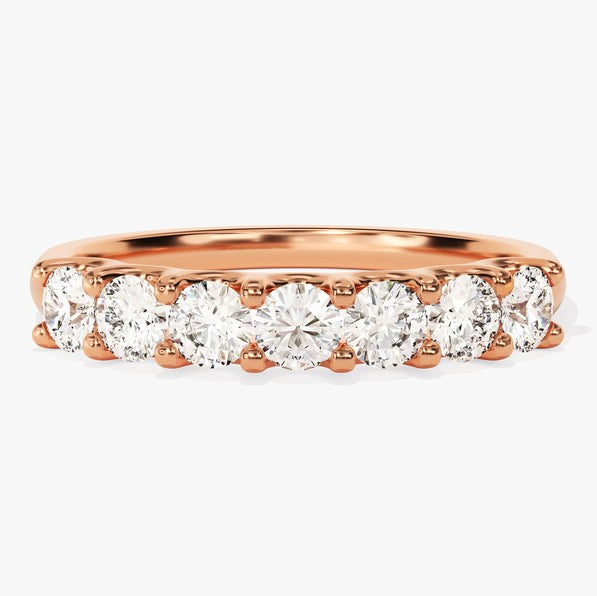 0.70 TCW Round Seven Stone Lab Grown Diamond Wedding Band