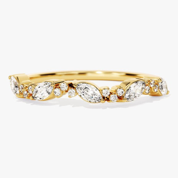 0.20 TCW Marquise & Round Cluster Lab Grown Diamond Wedding Band