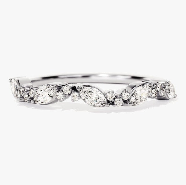 0.20 TCW Marquise & Round Cluster Lab Grown Diamond Wedding Band