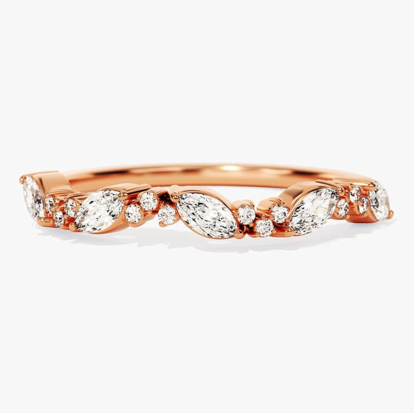 0.20 TCW Marquise & Round Cluster Lab Grown Diamond Wedding Band