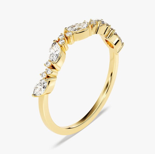 0.20 TCW Marquise & Round Cluster Lab Grown Diamond Wedding Band