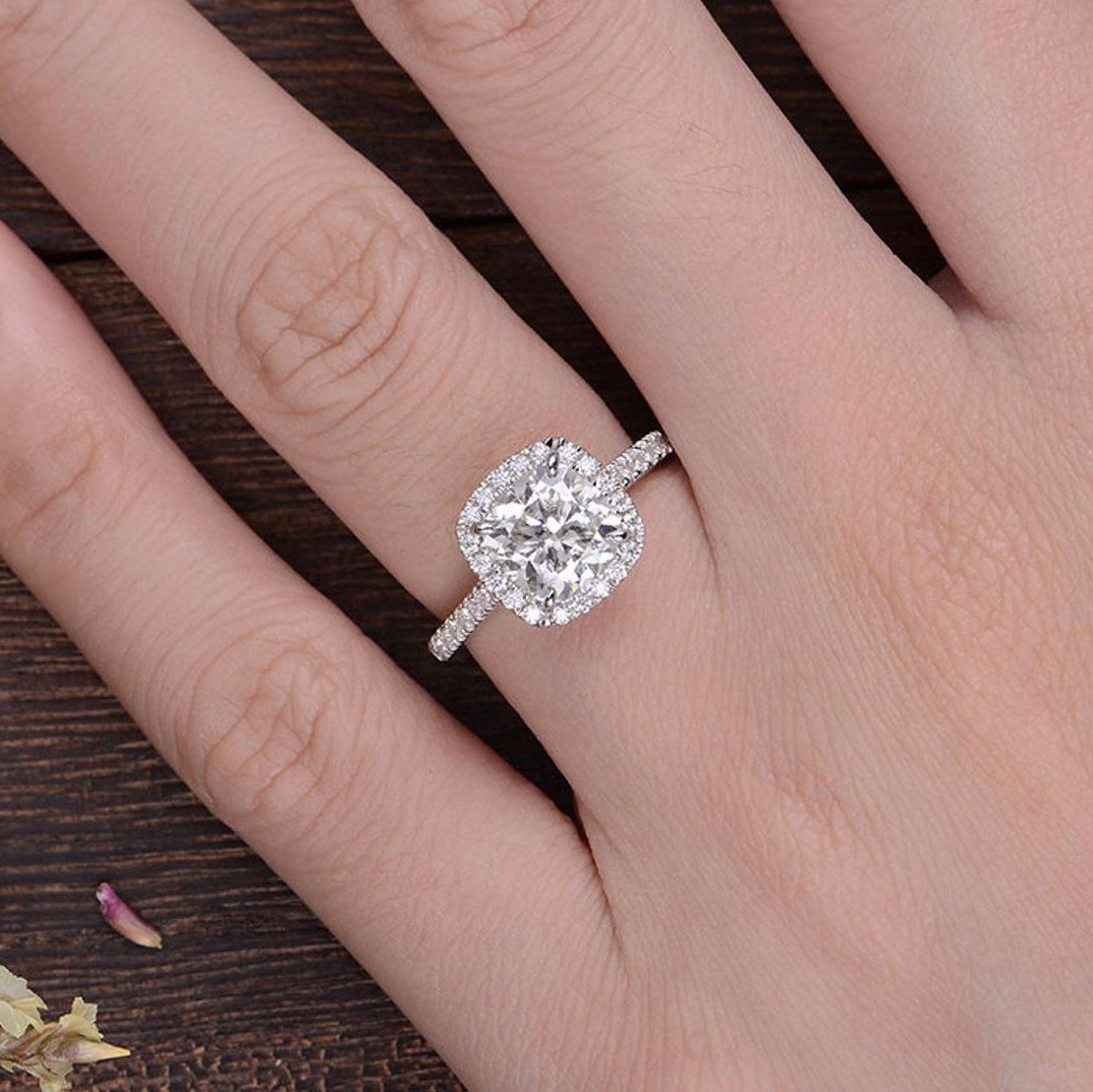 Cushion Halo & Pave Lab Grown Diamond Engagement Ring
