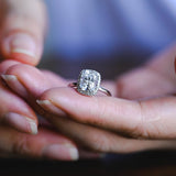 Stunning 1.0 - 2.0 CT Elongated Cushion Moissanite Engagement Ring With Halo Design 4