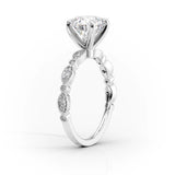 Milgrain Pave Engagement Ring Featuring 2.0 CT Round Moissanite 2