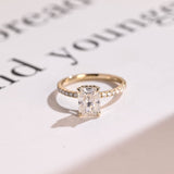 Stunning 1.0 - 2.0 CT Radiant Moissanite Engagement Ring with Pave & Hidden Halo Design 1