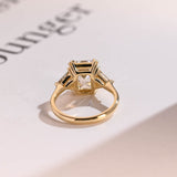 Stunning 1.0 - 2.0 CT Emerald Moissanite Engagement Ring with Three Stone Design 7
