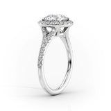 Halo & Split Shank Engagement Ring Featuring 1.0 CT Pear Moissanite 2