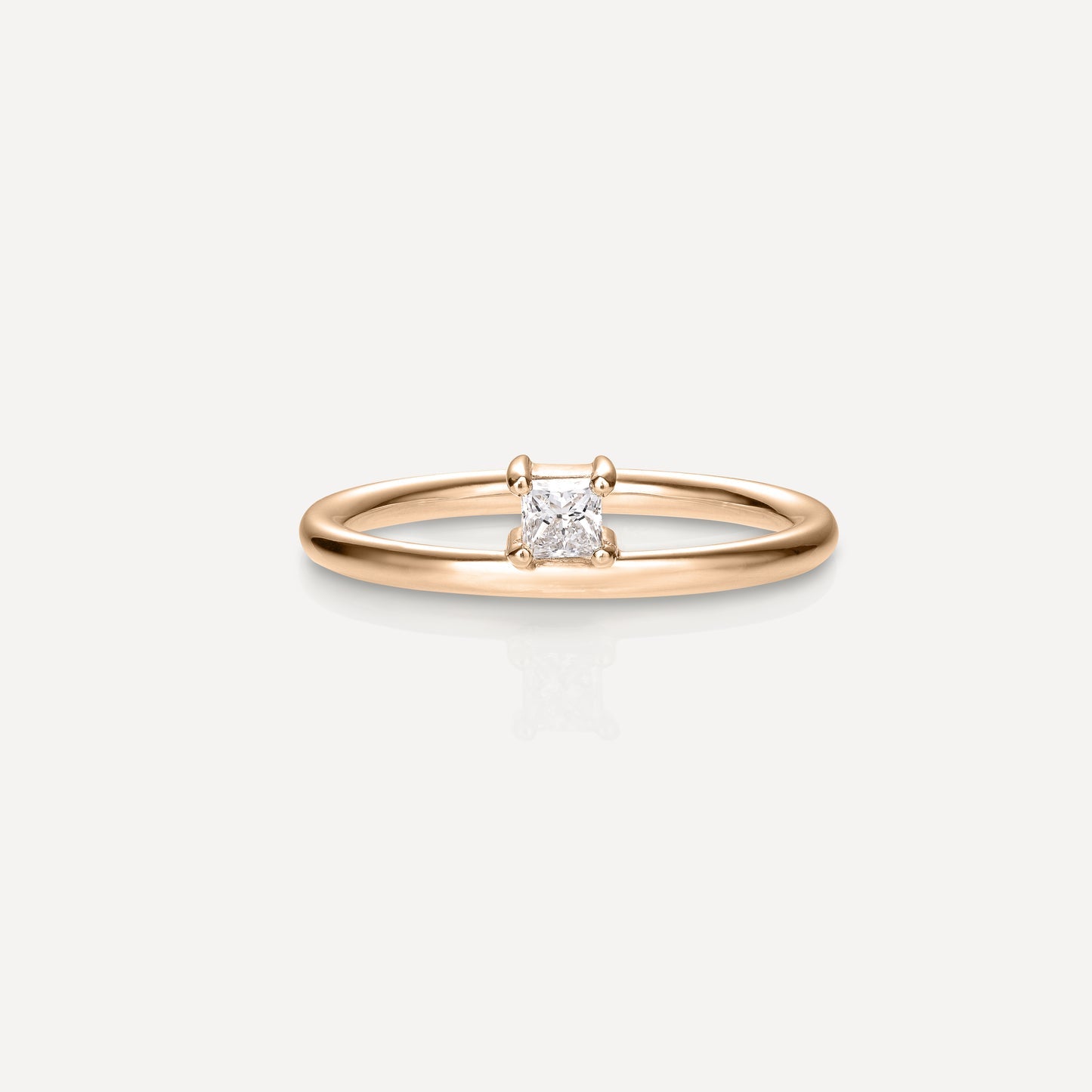 Offset Solitaire Engagement Ring Featuring 0.20 CT Princess  Moissanite 1