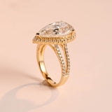 Stunning 2.0 - 4.0 CT Pear Moissanite Engagement Ring with Pave & Halo Design 8