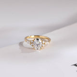 Stunning 1.0 - 2.0 CT Oval Moissanite Engagement Ring with Cluster Design 1