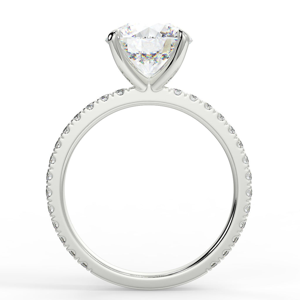 Pave Engagement Ring Featuring 2.0 CT Round Moissanite 9