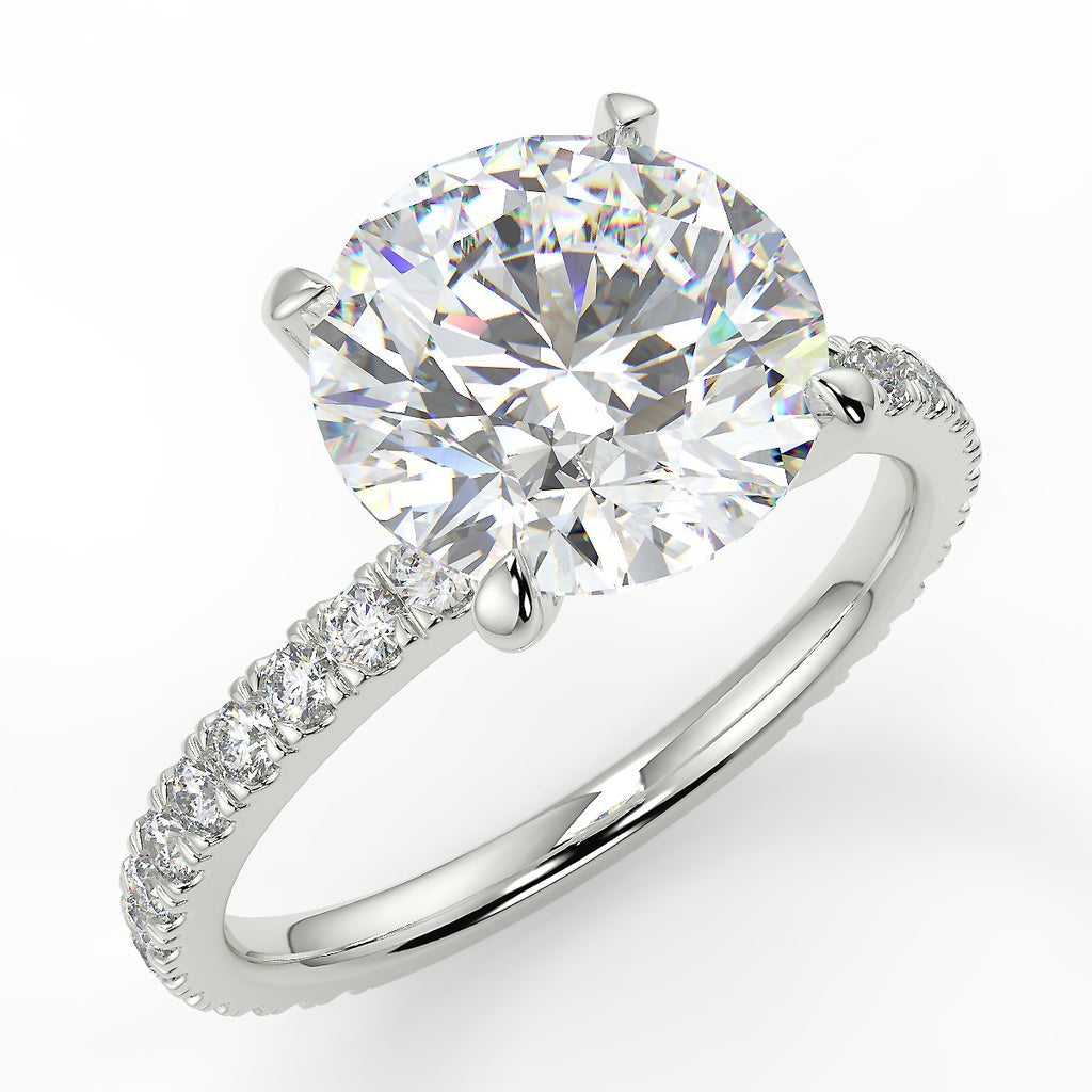 Pave Engagement Ring Featuring 2.0 CT Round Moissanite 4