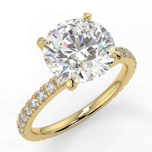 Pave Engagement Ring Featuring 2.0 CT Round Moissanite 1