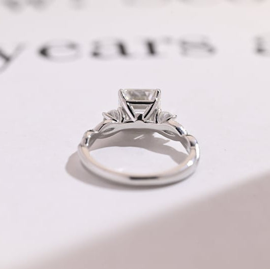 Asscher Three Stone Lab Grown Diamond Engagement Ring