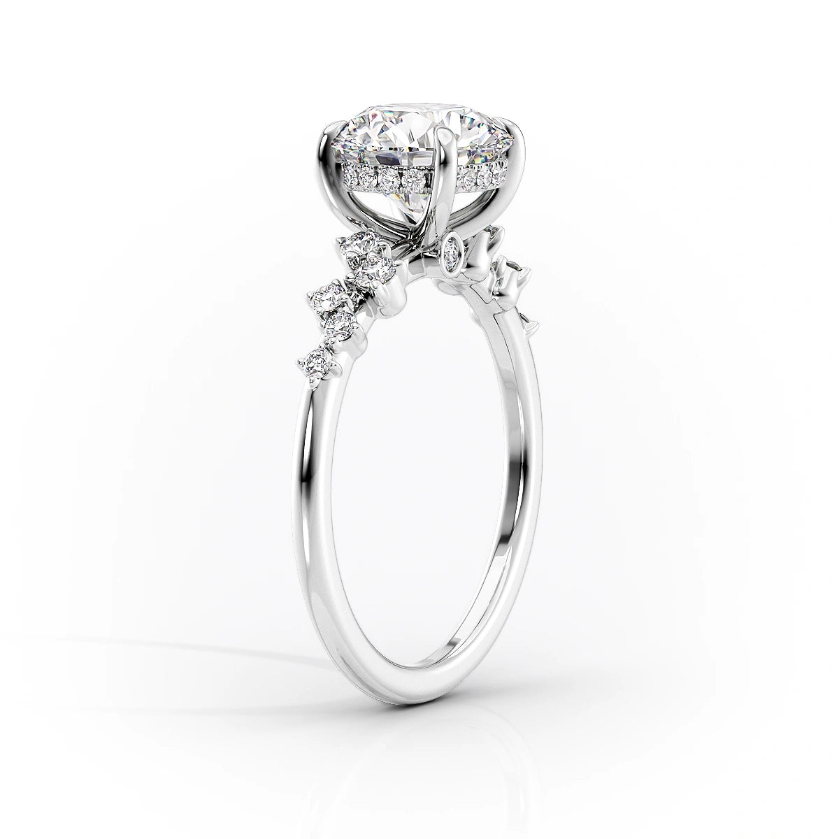 Cluster Engagement Ring Featuring 1.0 CT Pear Moissanite 2