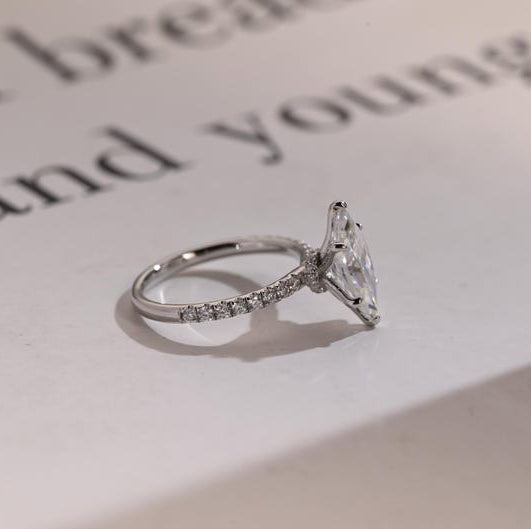 Stunning 1.0 - 2.0 CT Marquise Moissanite Engagement Ring with Pave Design 9