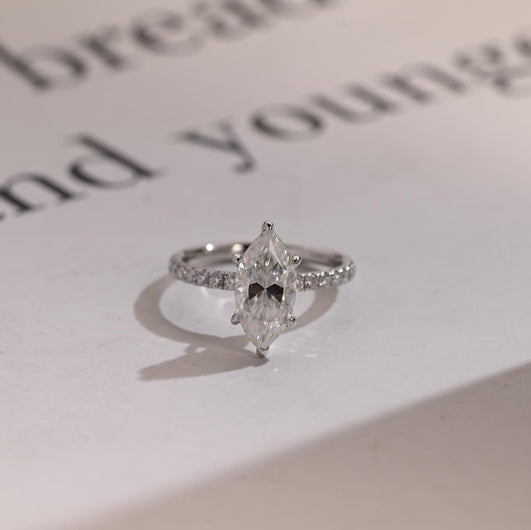 Marquise Pave Lab Grown Diamond Engagement Ring
