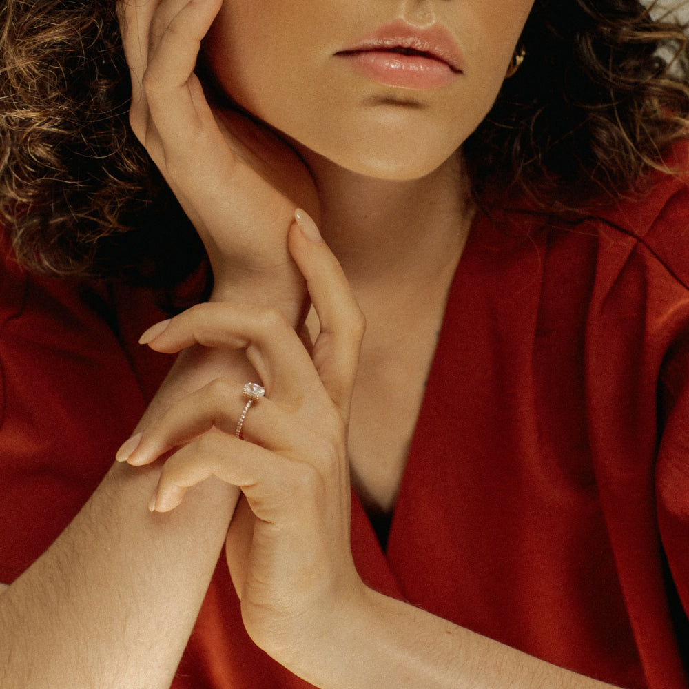 Pave Engagement Ring Featuring 1.30 CT Oval Moissanite 2