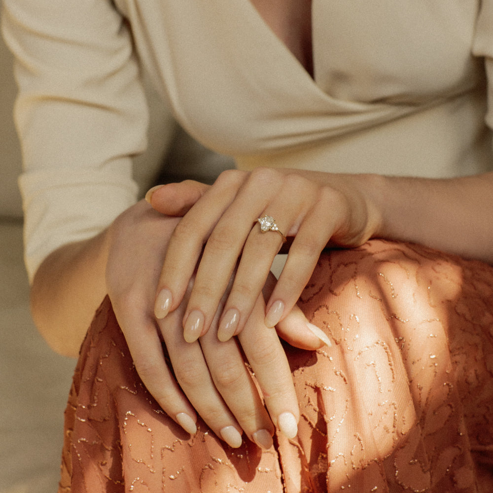 Cluster Engagement Ring Featuring 1.33 CT Pear Moissanite 4