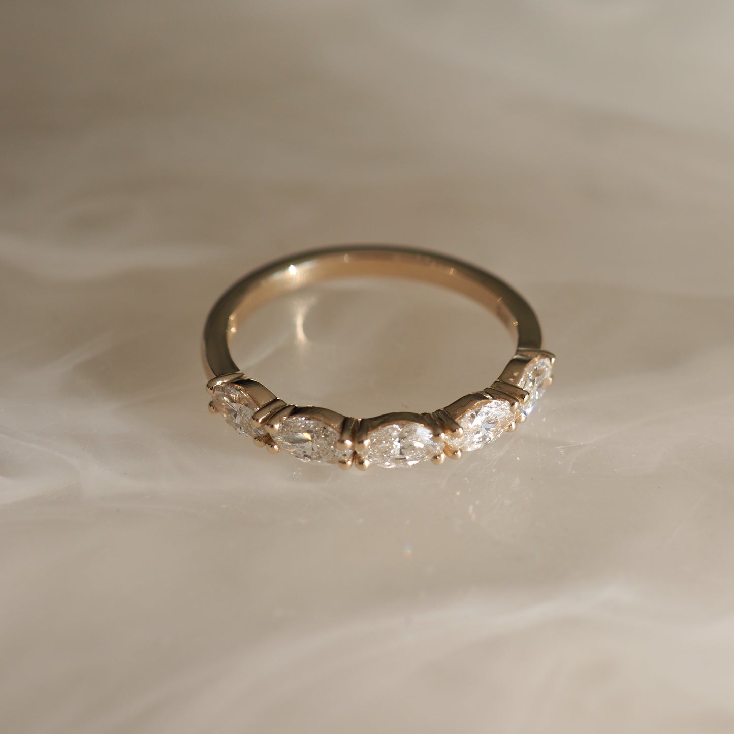 East West Wedding Band Featuring 1.0 TCW Marquise Moissanite 6