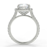 Halo Engagement Ring Featuring 2.15 CT Cushion Moissanite 8