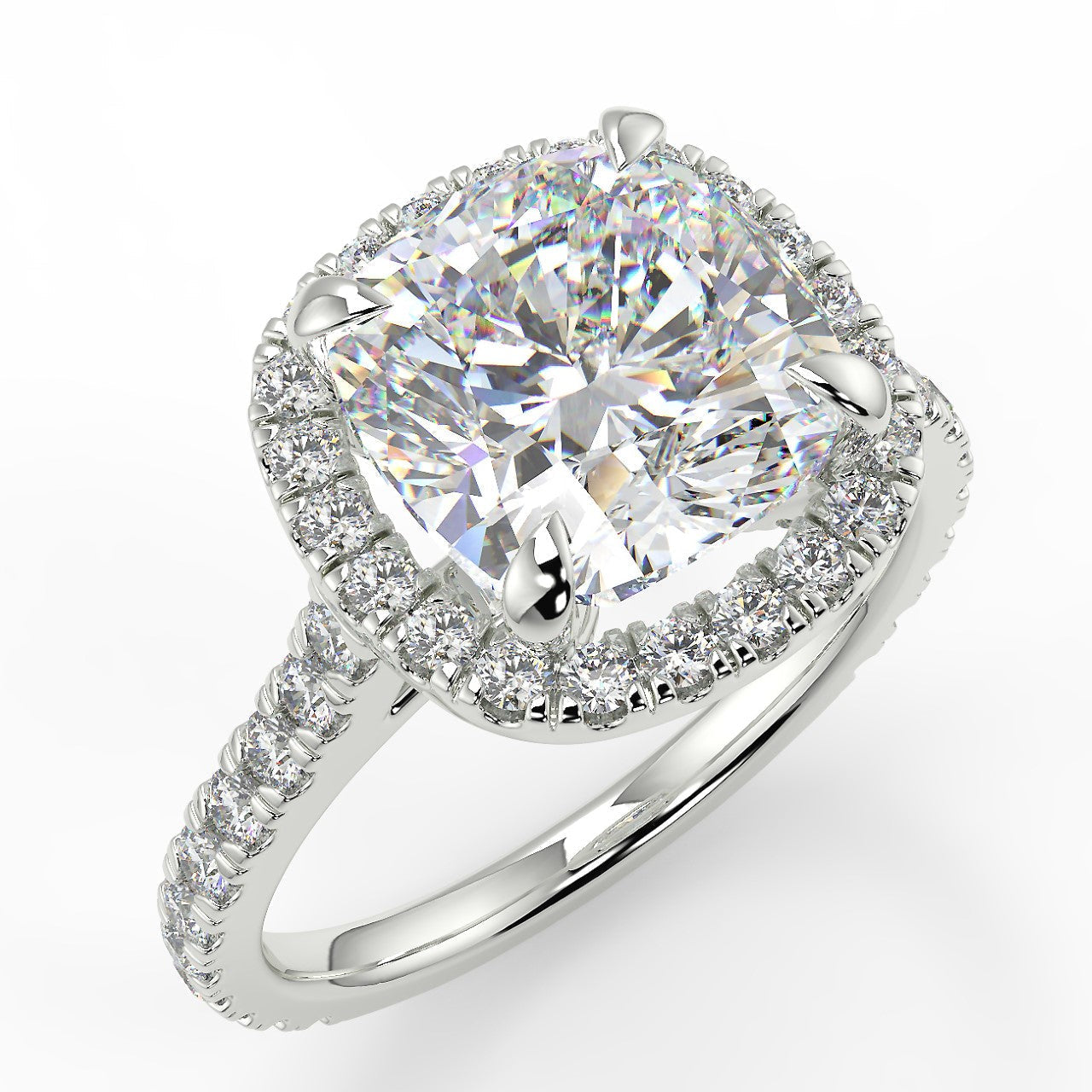 Halo Engagement Ring Featuring 2.15 CT Cushion Moissanite 7