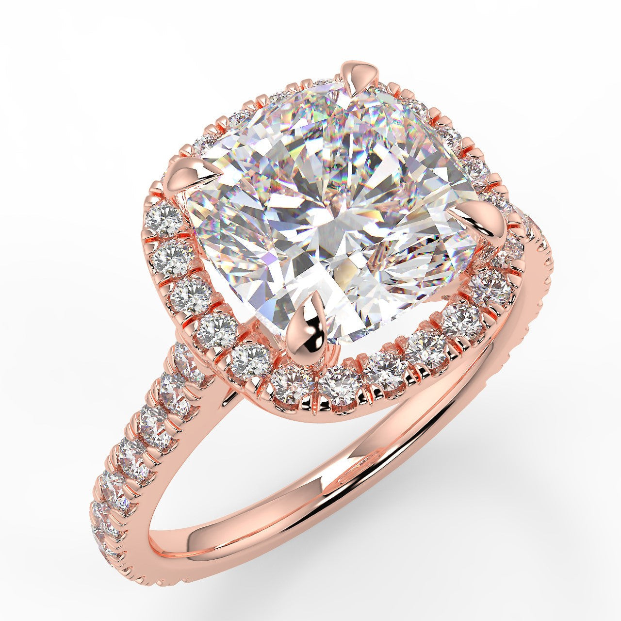 Halo Engagement Ring Featuring 2.15 CT Cushion Moissanite 4