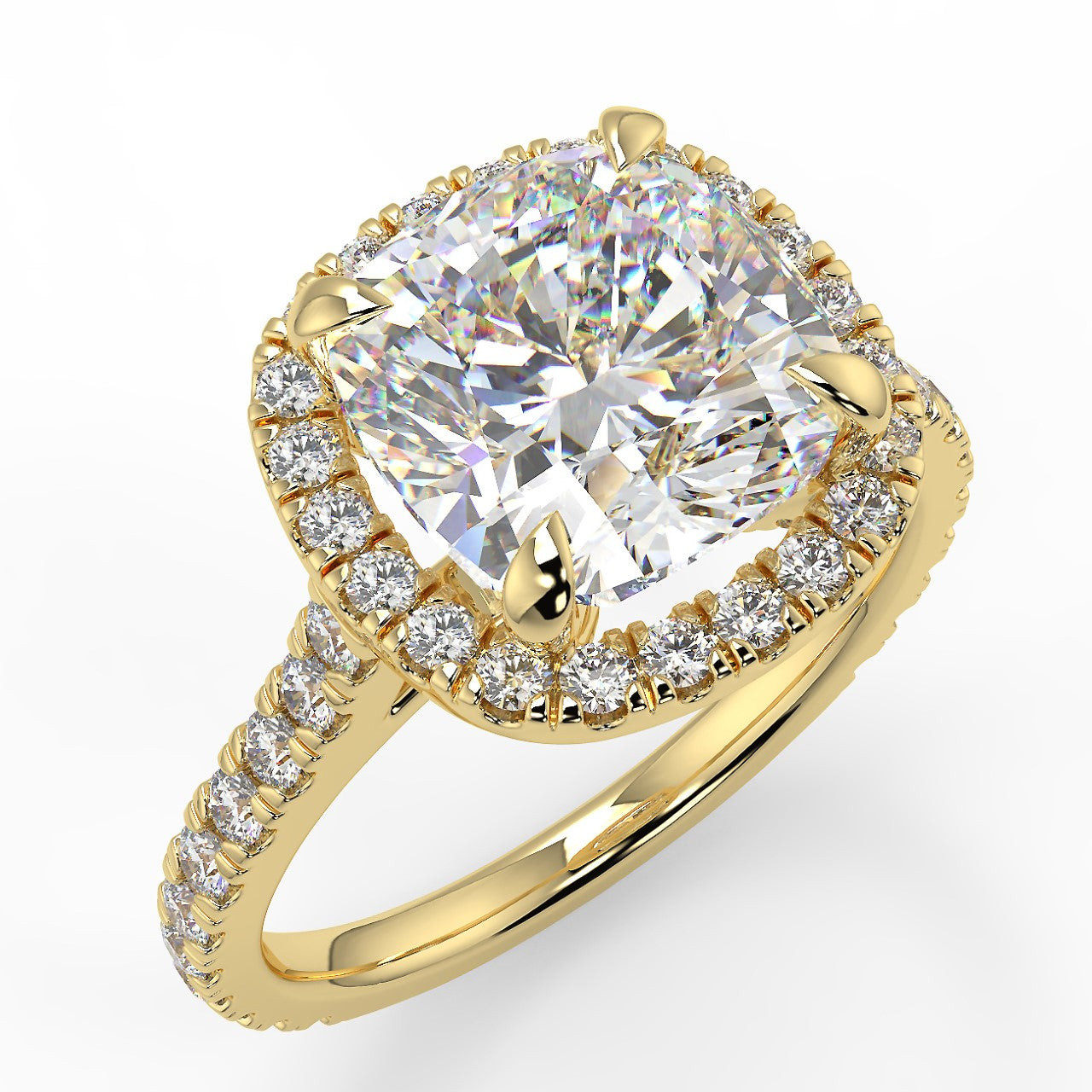 Halo Engagement Ring Featuring 2.15 CT Cushion Moissanite 1