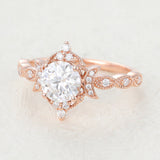 Round Vintage Art Deco Lab-Grown Diamond Engagement Ring