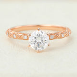 Round Milgrain Pave Lab-Grown Diamond Engagement Ring