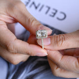 Stunning 1.5 - 2.5 CT Radiant Moissanite Engagement Ring with Pave & Halo Design 2