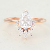 0.85 CT Pear Cluster Lab-Grown Diamond Engagement Ring