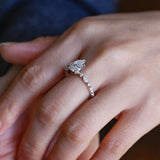 Stunning 1.0 - 2.0 CT Pear Moissanite Engagement Ring with Half Pave Design 6