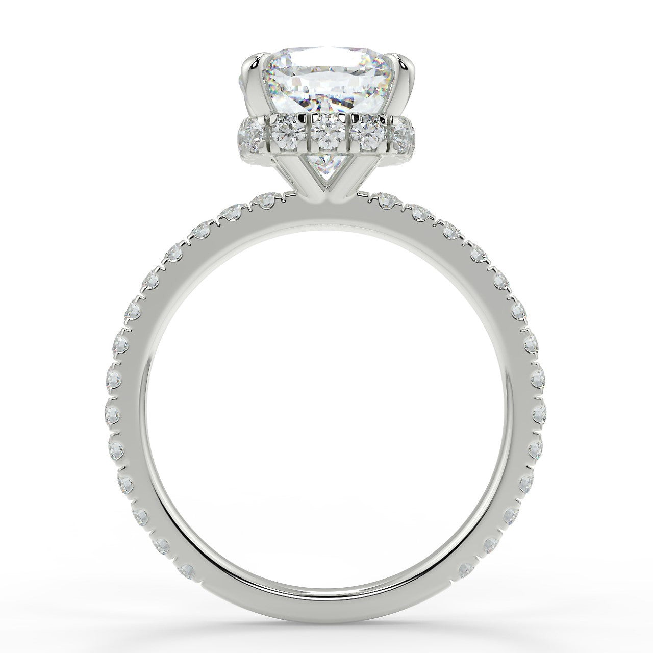 Hidden Halo Engagement Ring Featuring 2.15 CT Cushion Moissanite 8