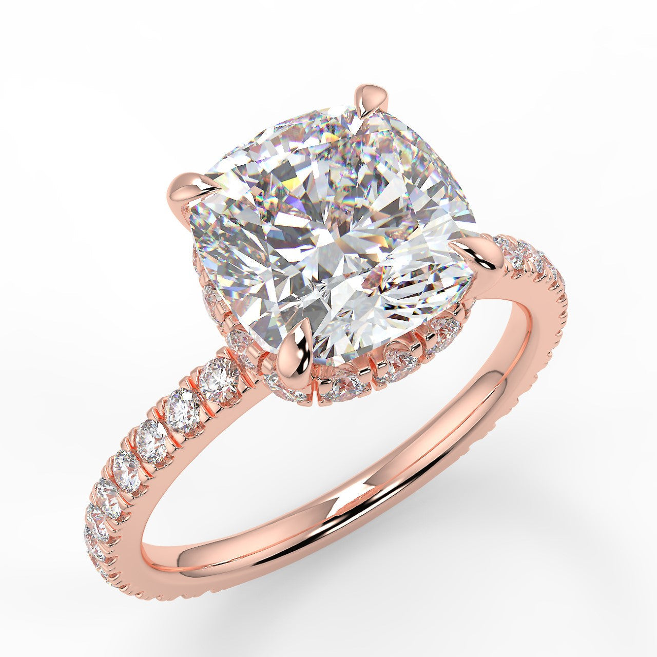 Hidden Halo Engagement Ring Featuring 2.15 CT Cushion Moissanite 4