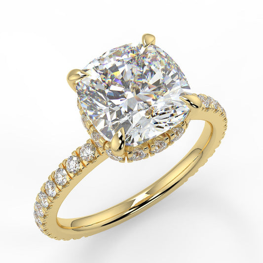 Hidden Halo Engagement Ring Featuring 2.15 CT Cushion Moissanite 1