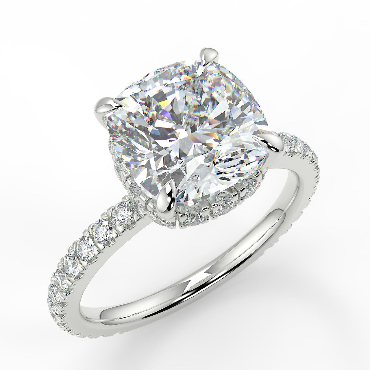 Hidden Halo Engagement Ring Featuring 2.15 CT Cushion Moissanite 7