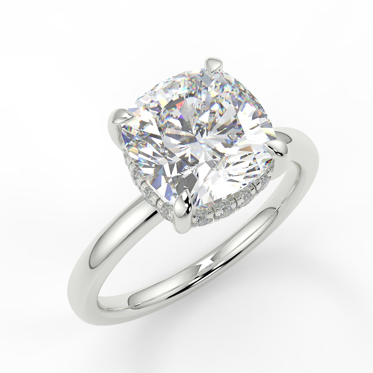 Hidden Halo Engagement Ring Featuring 2.15 CT Cushion Moissanite 4