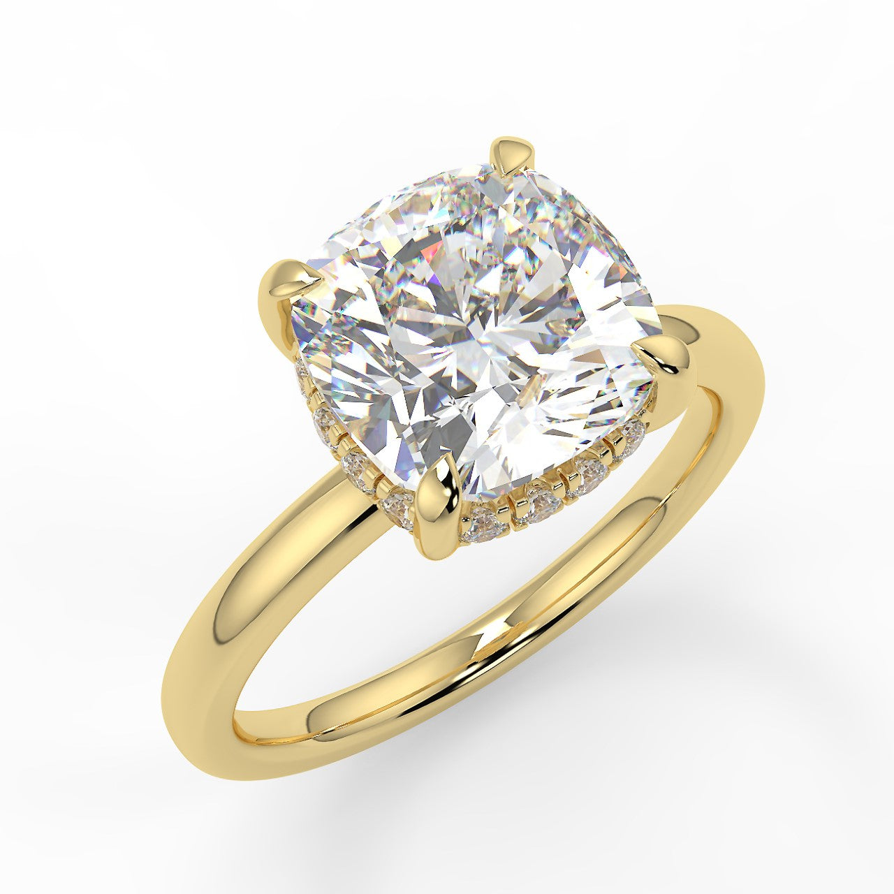 Hidden Halo Engagement Ring Featuring 2.15 CT Cushion Moissanite 1