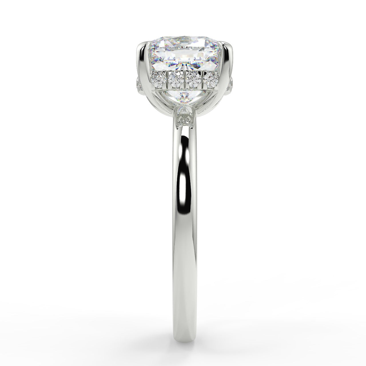 Hidden Halo Engagement Ring Featuring 2.15 CT Cushion Moissanite 6