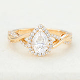 Pear Halo Pave & Twisted Pave Lab-Grown Diamond Engagement Ring