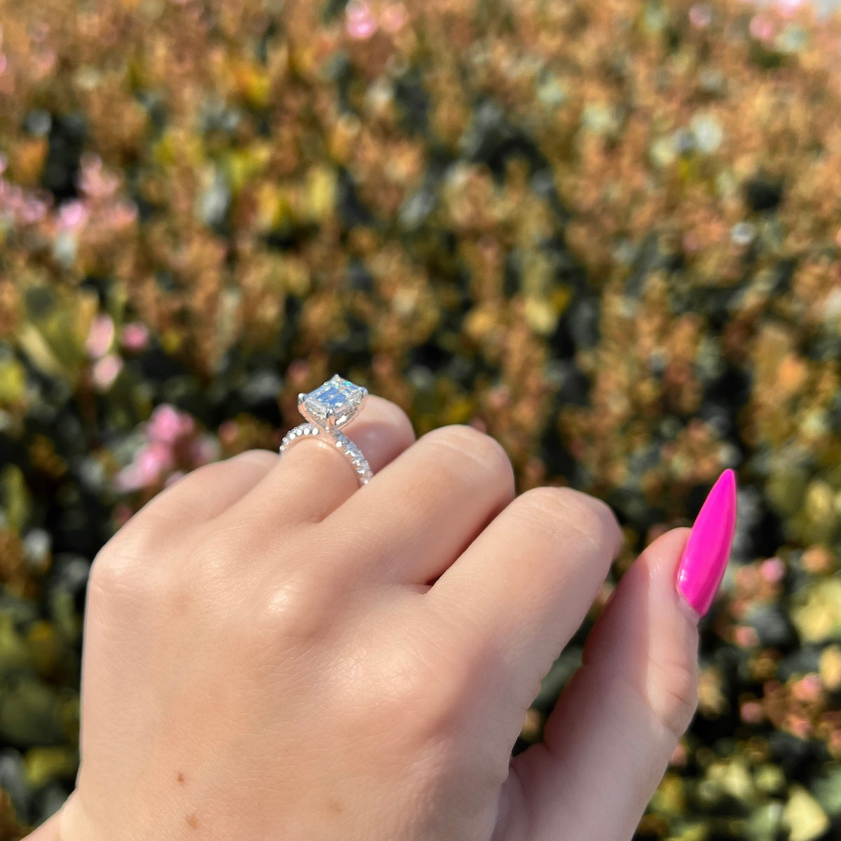 Emerald Pave Lab Grown Diamond Engagement Ring