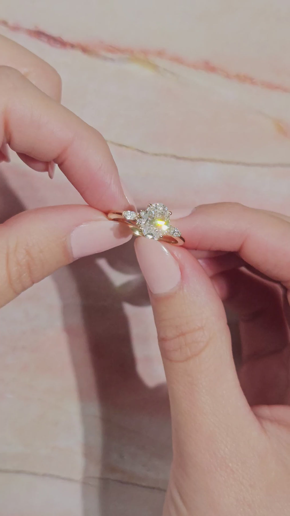 1.0 CT Oval Shaped Moissanite Engagement Ring In Cluster Design 17