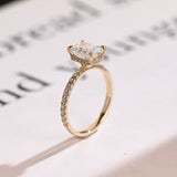 Stunning 1.0 - 2.0 CT Radiant Moissanite Engagement Ring with Pave & Hidden Halo Design 9