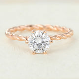 Round Twisted Shank Lab-Grown Diamond Engagement Ring