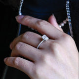 Stunning 1.0 - 2.0 CT Radiant Moissanite Engagement Ring with Pave & Hidden Halo Design 6