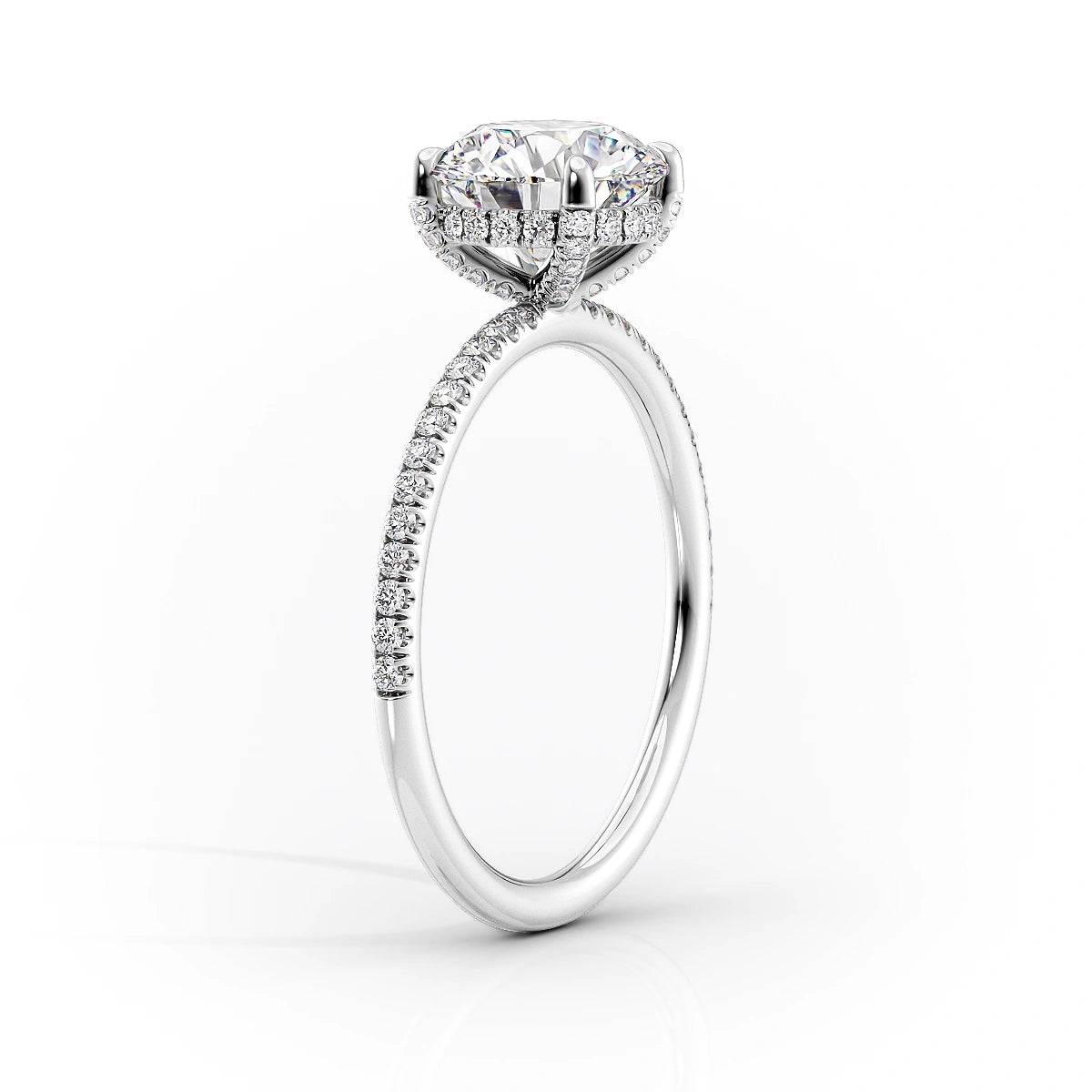 Hidden Halo & Pave Engagement Ring Featuring 1.0 CT Radiant Moissanite 2