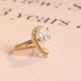Stunning 2.0 - 4.0 CT Pear Moissanite Engagement Ring with Pave & Halo Design 7