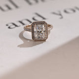 Stunning 1.0 - 2.0 CT Radiant Moissanite Engagement Ring with Pave & Halo Design 1