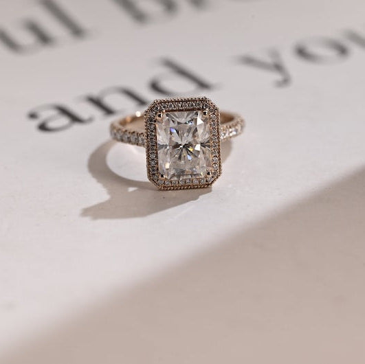 Radiant Halo & Pave Lab Grown Diamond Engagement Ring